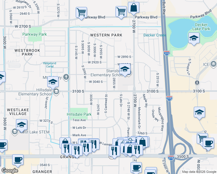 map of restaurants, bars, coffee shops, grocery stores, and more near in West Valley City