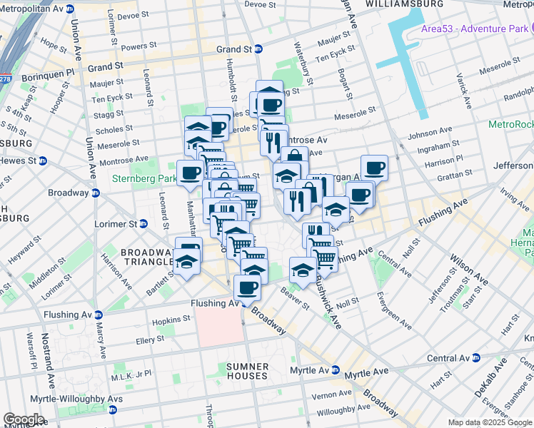 map of restaurants, bars, coffee shops, grocery stores, and more near in Brooklyn