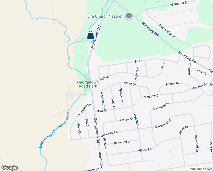 map of restaurants, bars, coffee shops, grocery stores, and more near 4658 Locust Drive in Nazareth