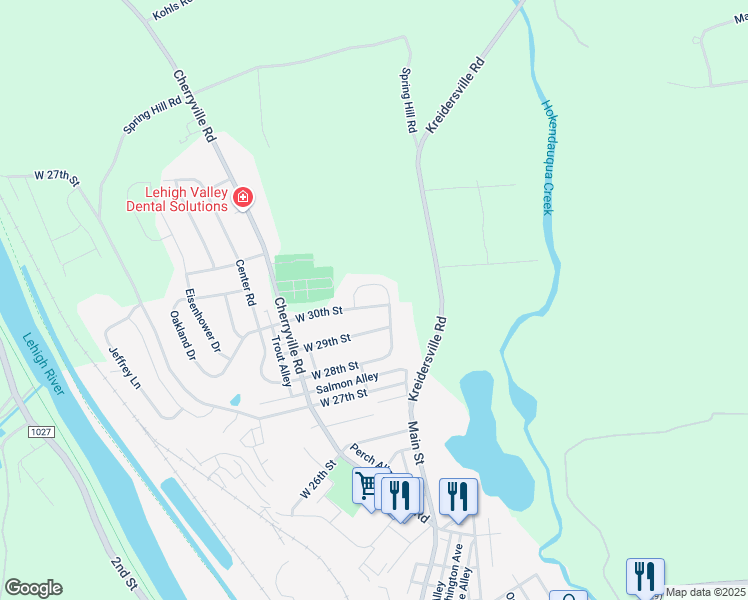 map of restaurants, bars, coffee shops, grocery stores, and more near 170 West 30th Street in Northampton
