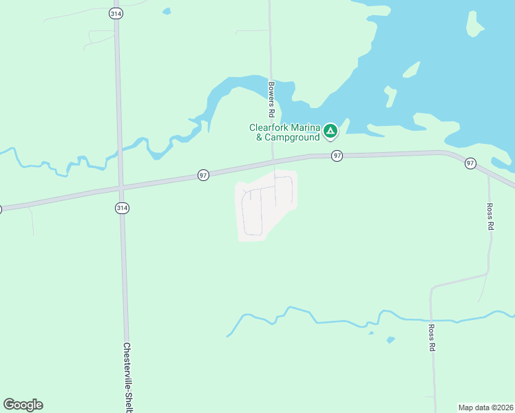 map of restaurants, bars, coffee shops, grocery stores, and more near 7394 Ohio 97 in Mansfield