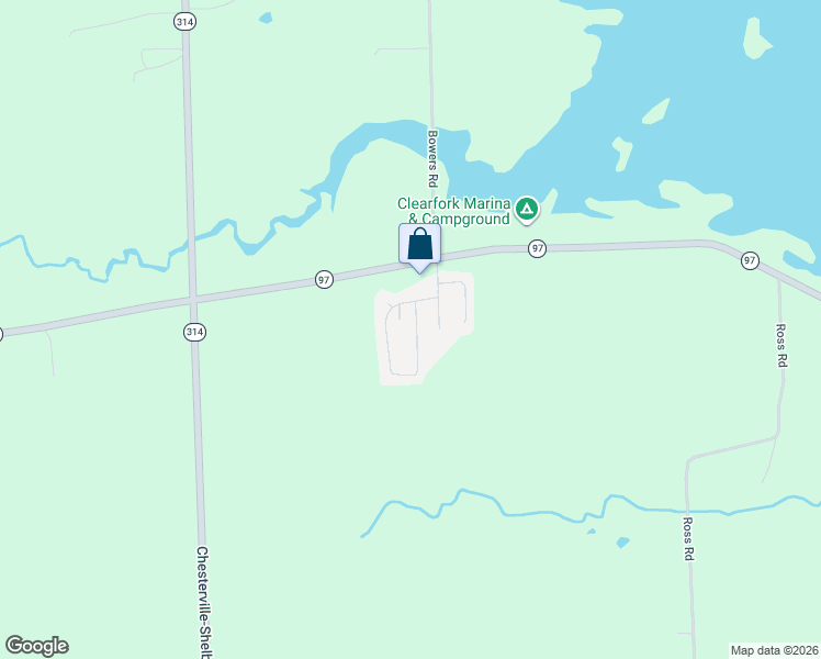 map of restaurants, bars, coffee shops, grocery stores, and more near 7394 St Rt 97 84 in Mansfield