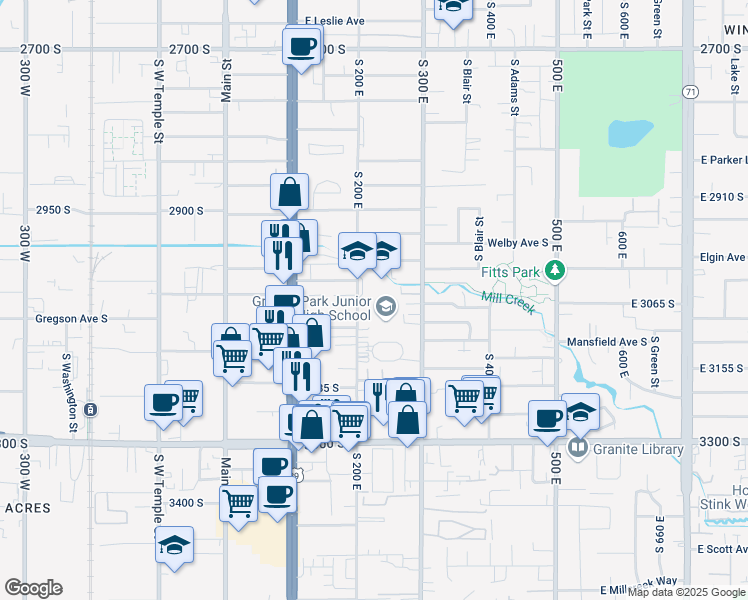 map of restaurants, bars, coffee shops, grocery stores, and more near 3075 Specialty Circle in South Salt Lake