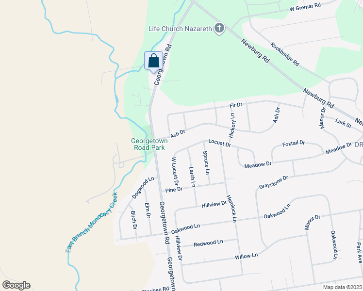 map of restaurants, bars, coffee shops, grocery stores, and more near 4658 Locust Drive in Nazareth