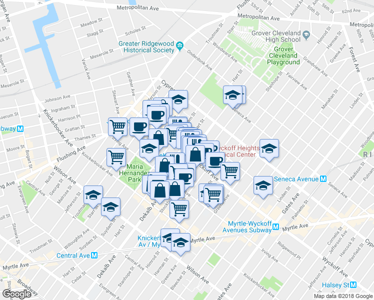 map of restaurants, bars, coffee shops, grocery stores, and more near in Brooklyn
