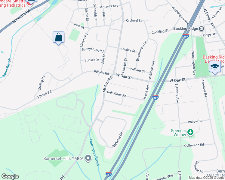 map of restaurants, bars, coffee shops, grocery stores, and more near 51 Oak Ridge Road in Bernards