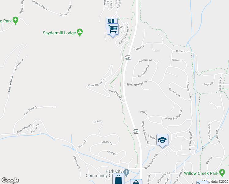 map of restaurants, bars, coffee shops, grocery stores, and more near 5044 Cove Canyon Drive in Park City