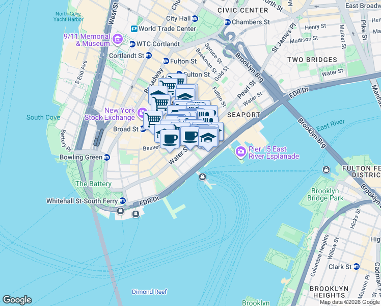 map of restaurants, bars, coffee shops, grocery stores, and more near in New York