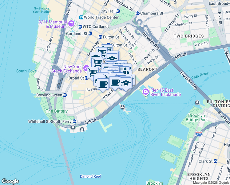 map of restaurants, bars, coffee shops, grocery stores, and more near in New York