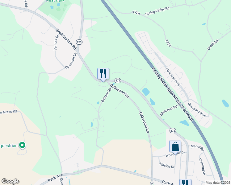 map of restaurants, bars, coffee shops, grocery stores, and more near 6192 Pennsylvania 873 in Slatington