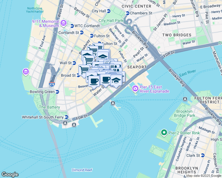 map of restaurants, bars, coffee shops, grocery stores, and more near in New York