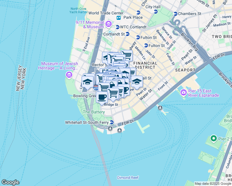 map of restaurants, bars, coffee shops, grocery stores, and more near in New York