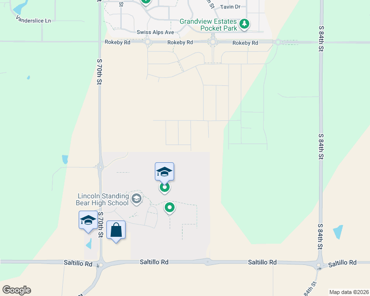 map of restaurants, bars, coffee shops, grocery stores, and more near 7750 Saltillo Road in Lincoln