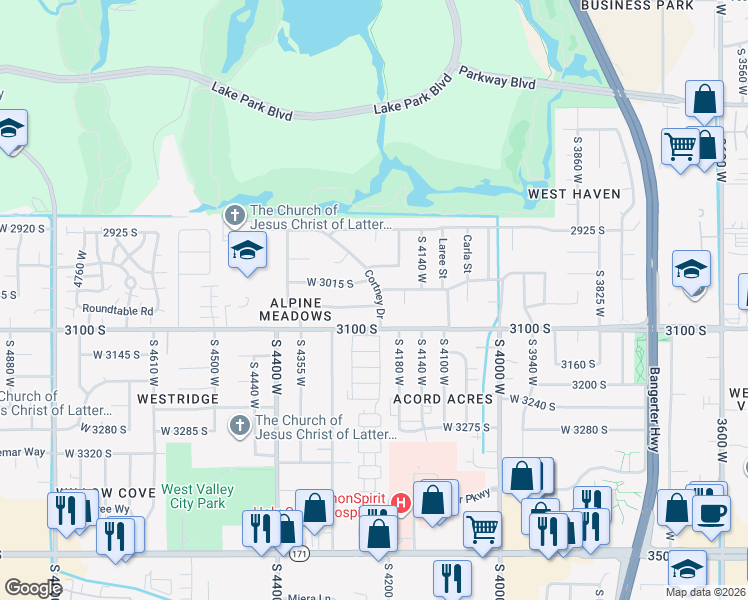 map of restaurants, bars, coffee shops, grocery stores, and more near 3052 Cortney Drive in Salt Lake City