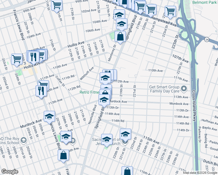 map of restaurants, bars, coffee shops, grocery stores, and more near in Queens
