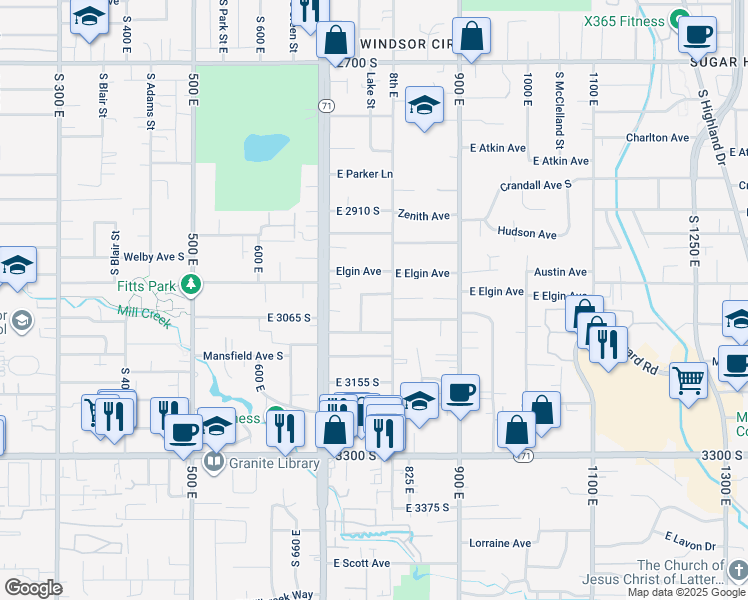 map of restaurants, bars, coffee shops, grocery stores, and more near 770 Lake Circle in Salt Lake City
