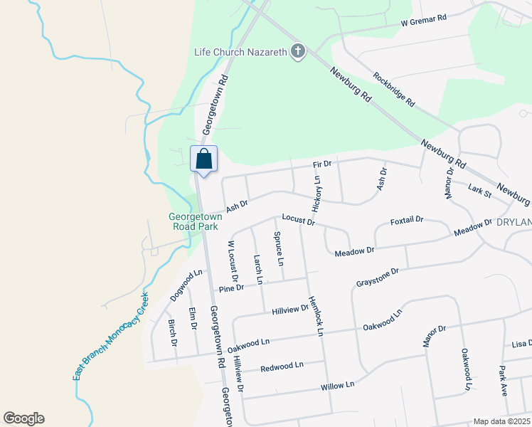 map of restaurants, bars, coffee shops, grocery stores, and more near 4640 Locust Drive in Nazareth