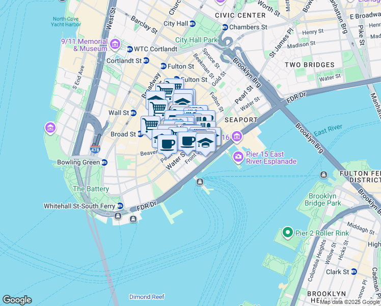 map of restaurants, bars, coffee shops, grocery stores, and more near in New York