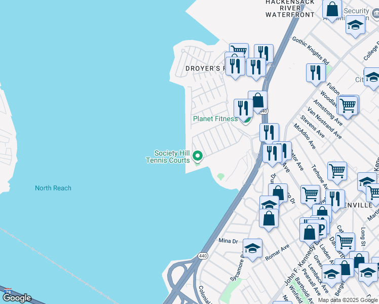 map of restaurants, bars, coffee shops, grocery stores, and more near 137 Cottonwood Street in Jersey City