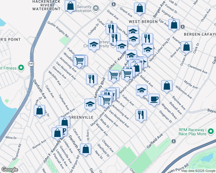 map of restaurants, bars, coffee shops, grocery stores, and more near 236 Fulton Avenue in Jersey City