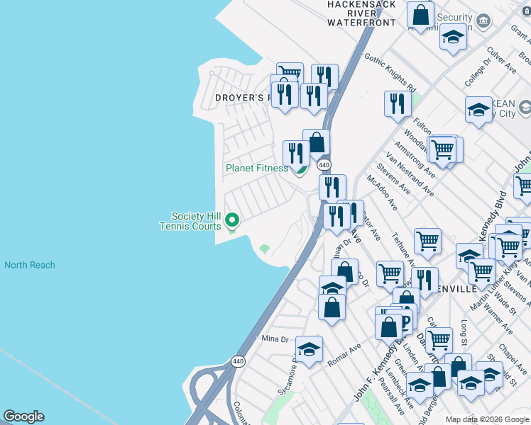 map of restaurants, bars, coffee shops, grocery stores, and more near 24 Holly Street in Jersey City