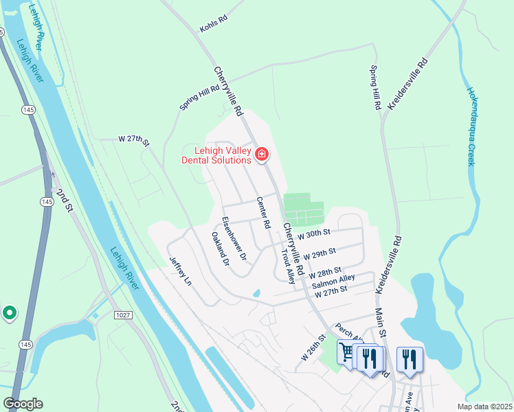 map of restaurants, bars, coffee shops, grocery stores, and more near 203 West 32nd Street in Northampton