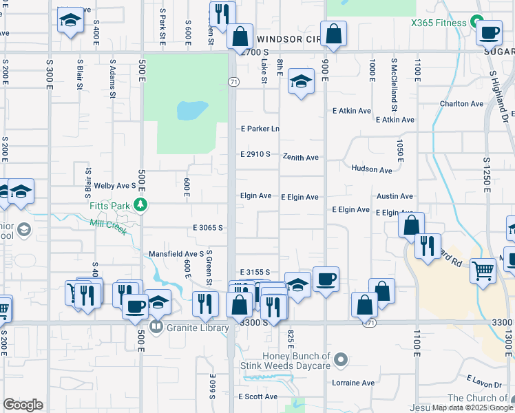 map of restaurants, bars, coffee shops, grocery stores, and more near 751 Lake Circle in Millcreek