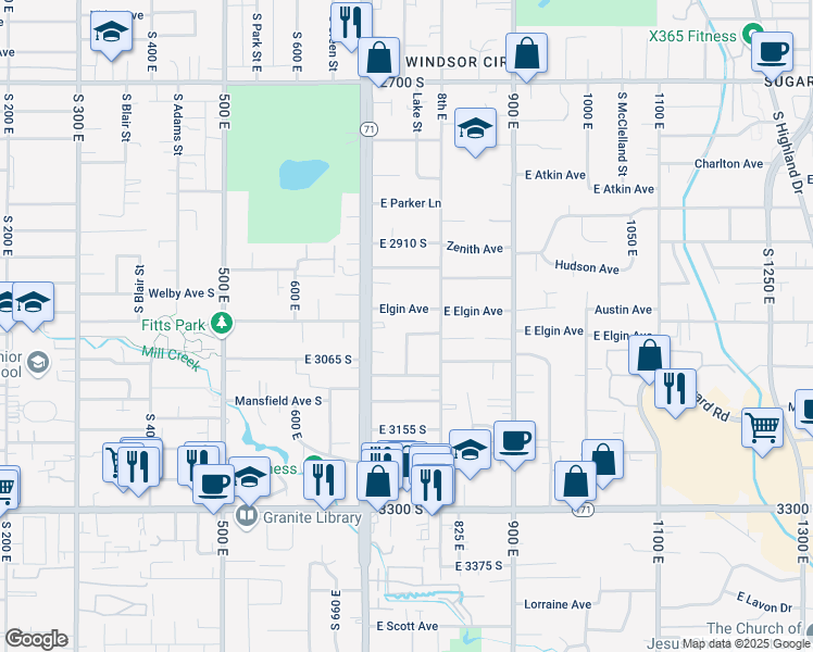 map of restaurants, bars, coffee shops, grocery stores, and more near 751 Lake Circle in Millcreek