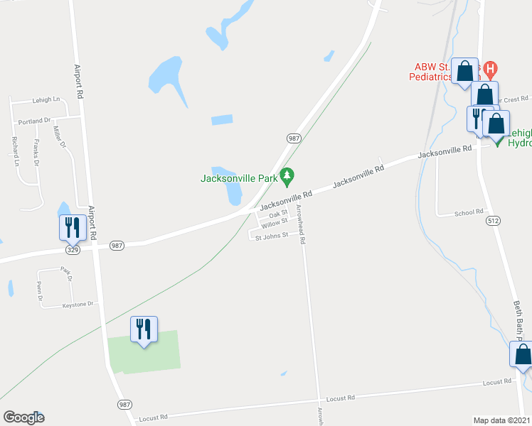 map of restaurants, bars, coffee shops, grocery stores, and more near 6314 Jacksonville Road in Bath