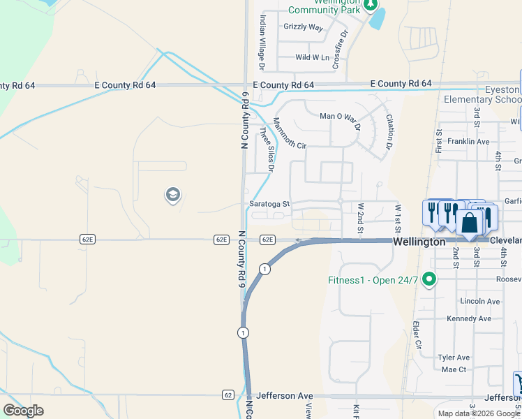 map of restaurants, bars, coffee shops, grocery stores, and more near 3146 Alybar Drive in Wellington