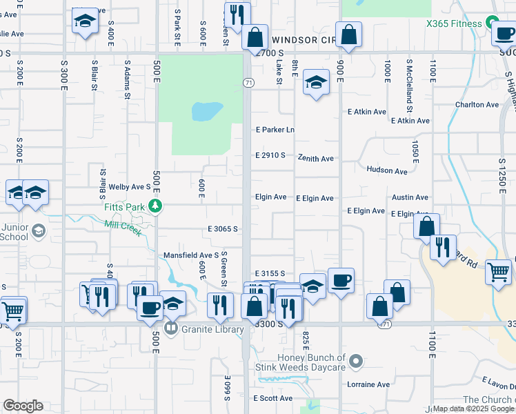 map of restaurants, bars, coffee shops, grocery stores, and more near 768 Elgin Avenue in Millcreek