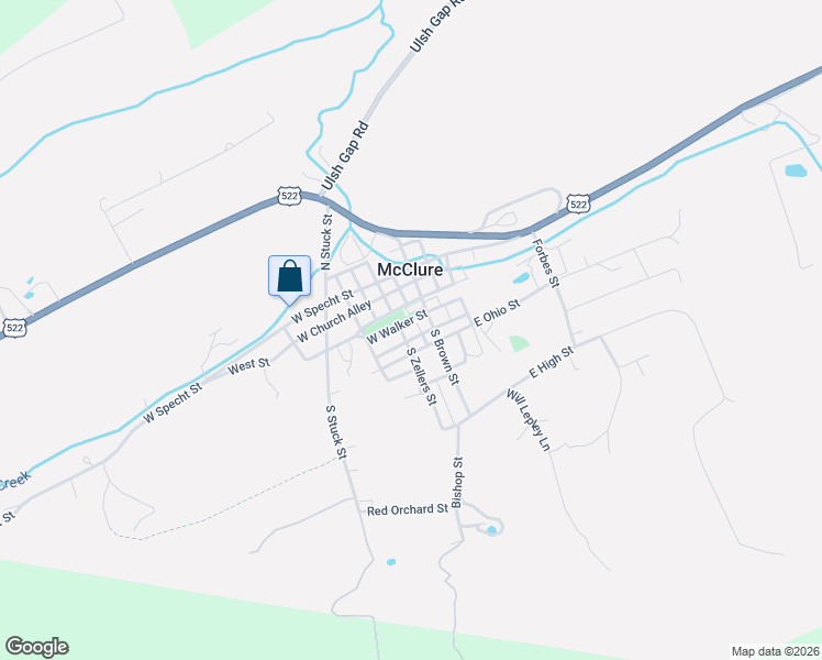 map of restaurants, bars, coffee shops, grocery stores, and more near 12 W Walker St in McClure