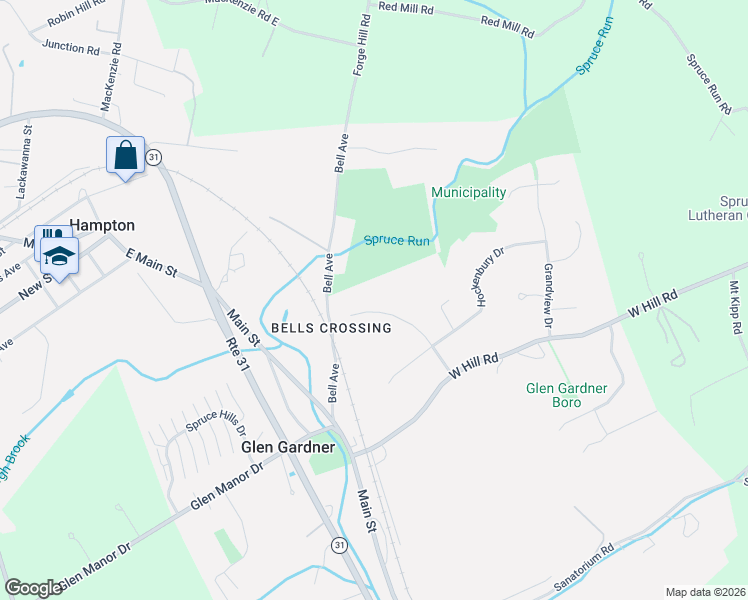 map of restaurants, bars, coffee shops, grocery stores, and more near 13 Fox Run in Glen Gardner