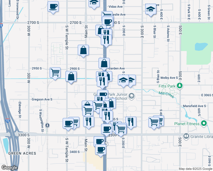 map of restaurants, bars, coffee shops, grocery stores, and more near 3015 U.S. 89 in South Salt Lake