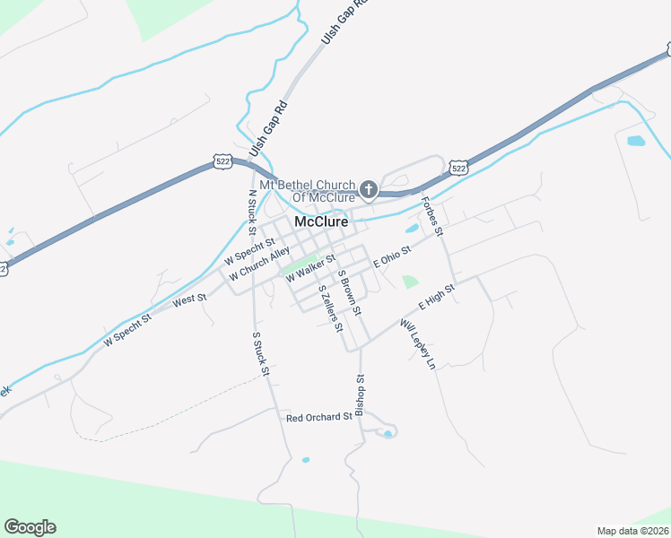 map of restaurants, bars, coffee shops, grocery stores, and more near 12 W Walker St in McClure