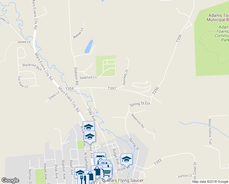 map of restaurants, bars, coffee shops, grocery stores, and more near 140 Hutchman Road in Mars