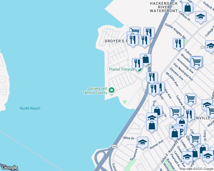 map of restaurants, bars, coffee shops, grocery stores, and more near 137 Cottonwood Street in Jersey City