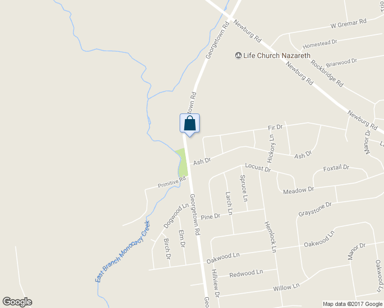 map of restaurants, bars, coffee shops, grocery stores, and more near 496 Georgetown Road in Nazareth