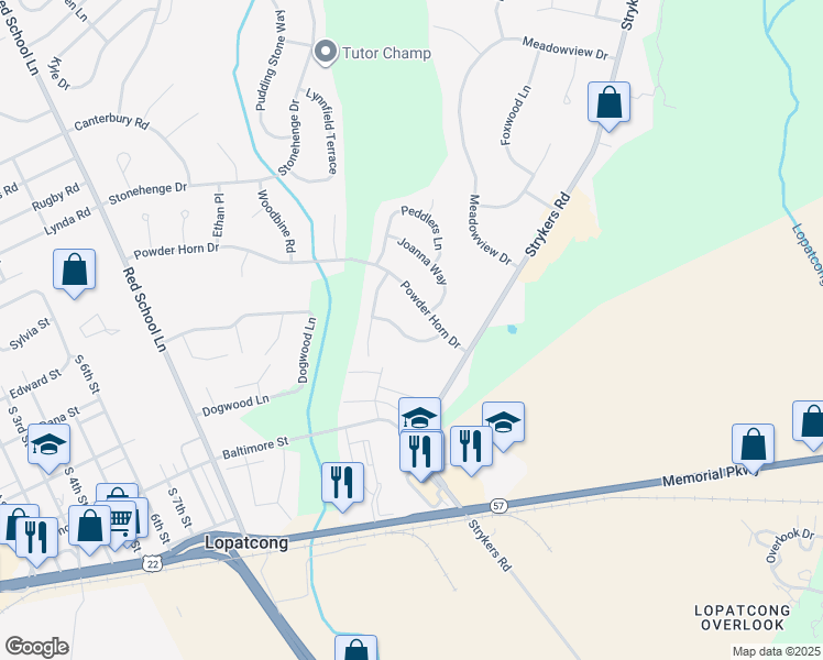 map of restaurants, bars, coffee shops, grocery stores, and more near 31 Wordsworth Lane in Phillipsburg