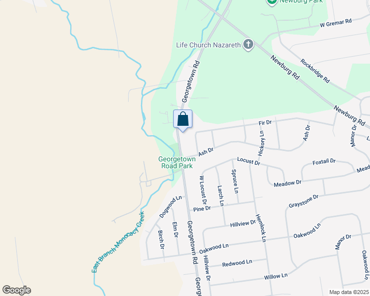 map of restaurants, bars, coffee shops, grocery stores, and more near 496 Georgetown Road in Nazareth
