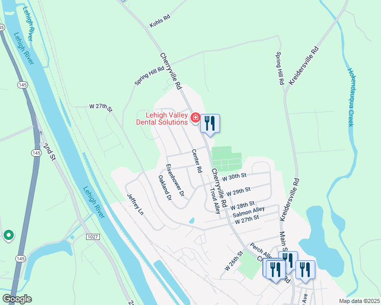 map of restaurants, bars, coffee shops, grocery stores, and more near 203 West 32nd Street in Northampton