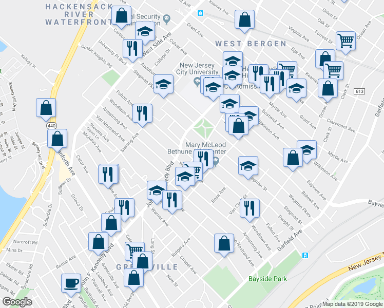 map of restaurants, bars, coffee shops, grocery stores, and more near 236 Fulton Avenue in Jersey City