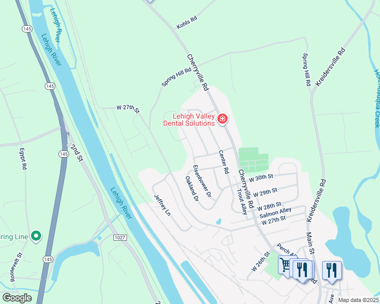 map of restaurants, bars, coffee shops, grocery stores, and more near 3206 Eisenhower Drive in Northampton
