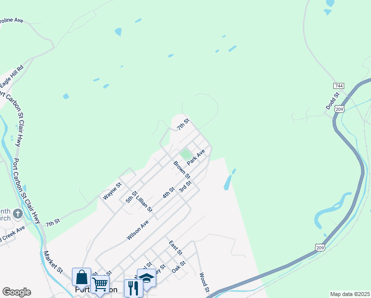 map of restaurants, bars, coffee shops, grocery stores, and more near 809 5th Street in Port Carbon