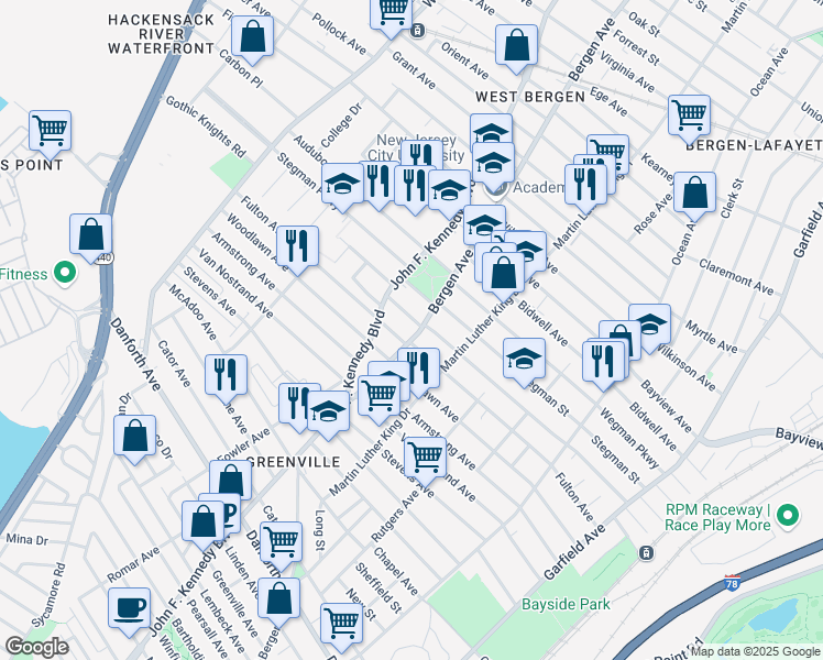map of restaurants, bars, coffee shops, grocery stores, and more near 236 Fulton Avenue in Jersey City