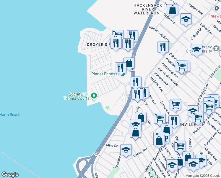 map of restaurants, bars, coffee shops, grocery stores, and more near 24 Holly Street in Jersey City