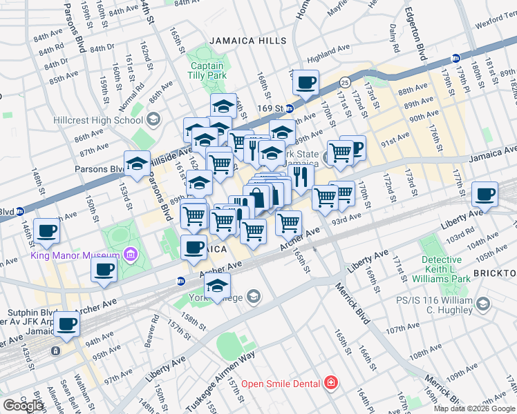 map of restaurants, bars, coffee shops, grocery stores, and more near in Queens
