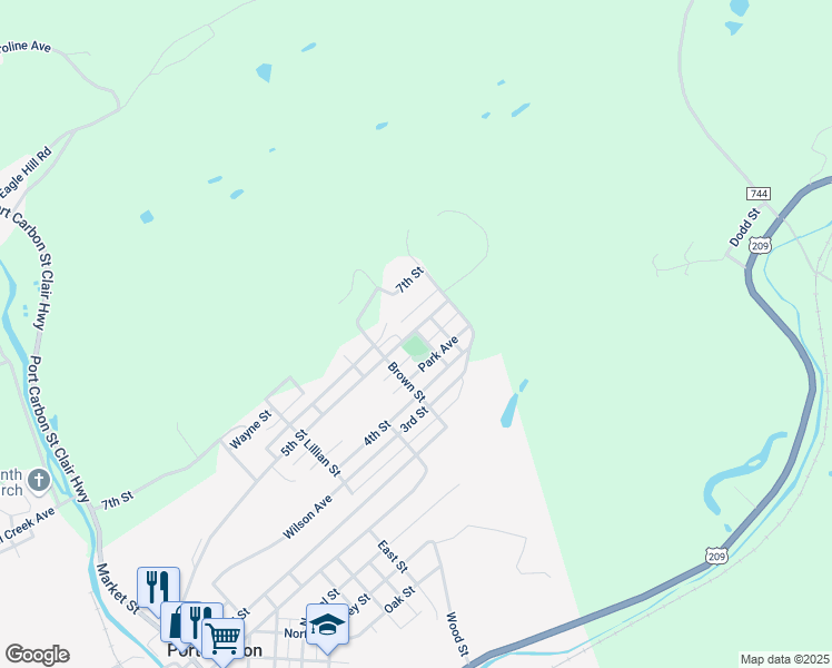 map of restaurants, bars, coffee shops, grocery stores, and more near 809 5th St in Port Carbon