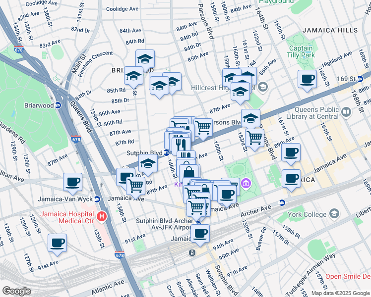 map of restaurants, bars, coffee shops, grocery stores, and more near in Queens