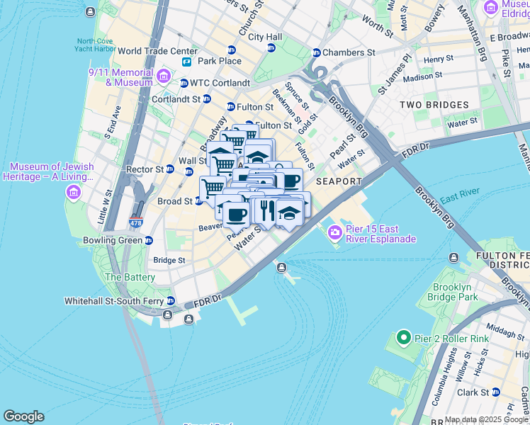 map of restaurants, bars, coffee shops, grocery stores, and more near in New York